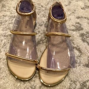 Bamboo gold three strap sandals